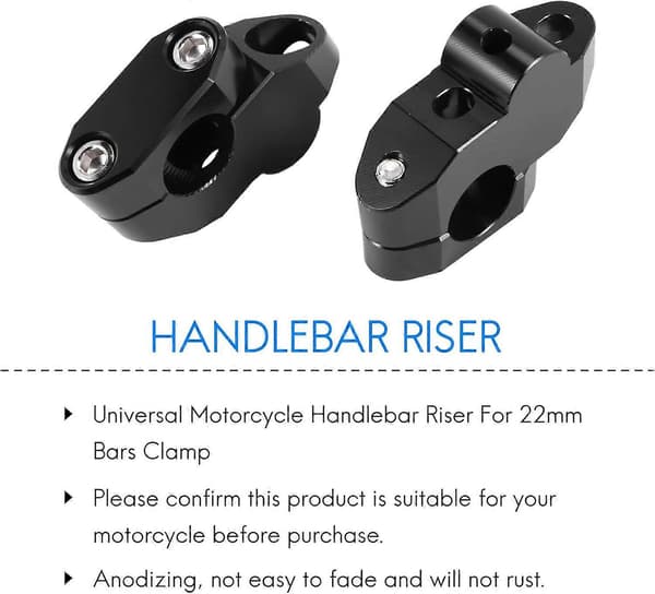 433494A1 Universal Motorcykel Styrforhøjer til 22mm Styr Klemme til Sort