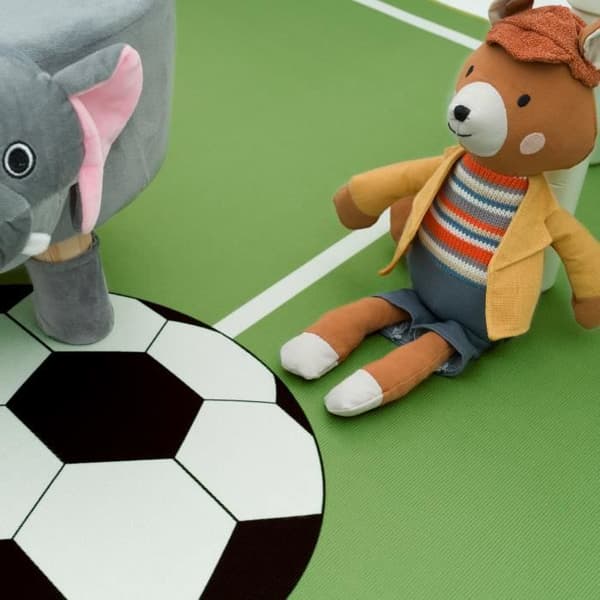 Børnetæppe, Legetæppe til børneværelset med fodboldmønster - Grøn - 100x200 cm 100x200 cm