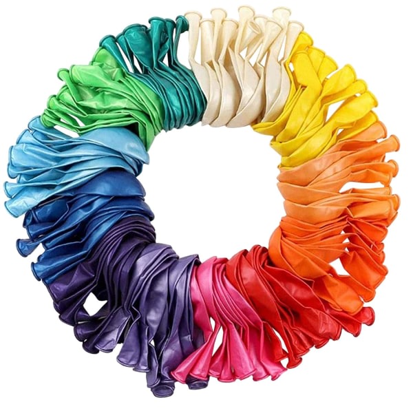 100x balloner i forskellige farver - skinnende flerfarvet
