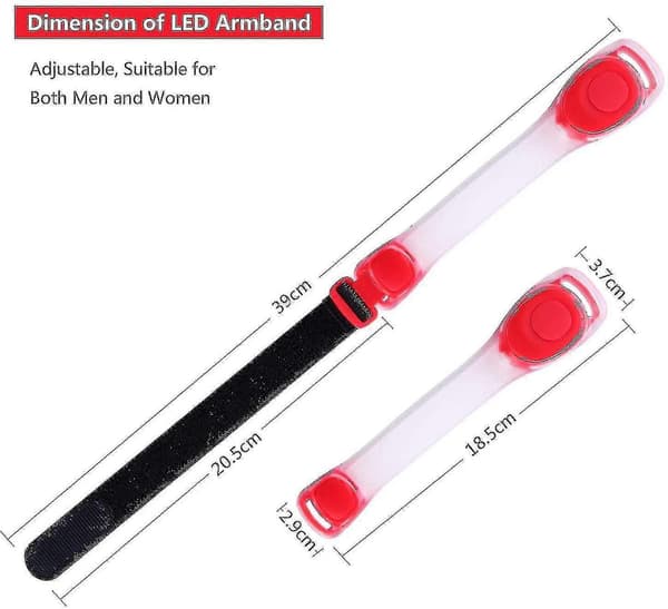 4 stk. LED-armbånd Refleks LED-armbånd til løb og jogging Red