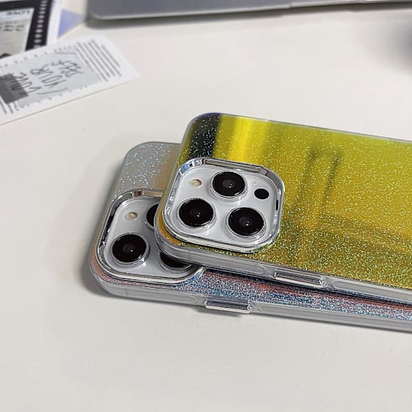 Elektropläterad ram IMD Glitter Pulver Telefonfodral för iPhone 14 Pro