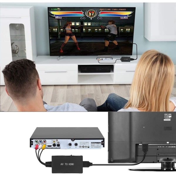 RCA till HDMI-omvandlare Komposit till HDMI-adapter Ljud Video