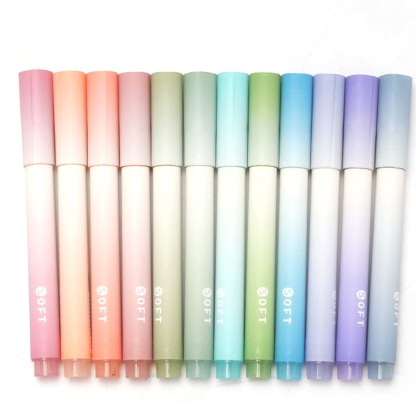 Förpackning med 12 Estetiska söta Markers Bibel Markers Milt Blended Morandi Colors Quick Dry Eyeliner