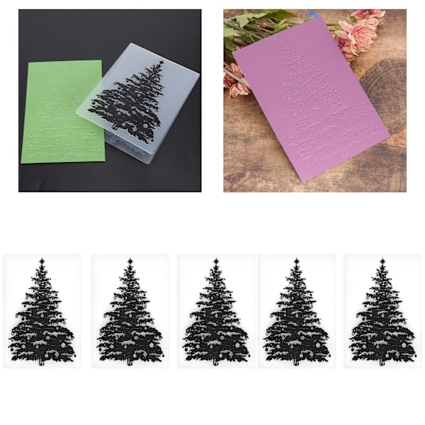 5 Sæt Plastik Prægningsplader DIY Kortfremstilling Scrapbooking Papirhåndværk Juletræsmønster