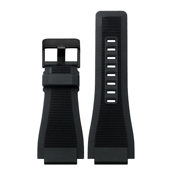 24MM Rem Sort til Bell & Ross BR001 BR003 Sort Silikon Urrem Black Button