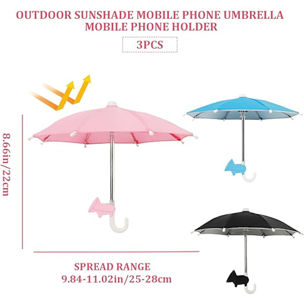 Telefonparaply UV-skydd Anti-bländning Kylparaply Mobil Regnskydd Med Justerbara Flexibla Piggy Sugkoppar Utomhus Mobiltelefon Solskydd