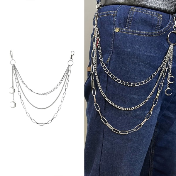 Moon Shaped Pants Chain For Women Multi Street Metal Pants For Keychain Punk Hip-hop Waist Chains Belt For Pant Jea