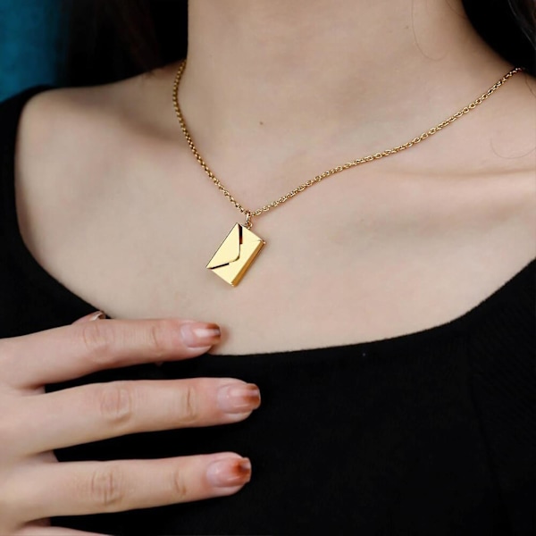Kirjekuori Rakkauskirje Kaulakoru Naisille Ja Miehille, Ruostumattomasta Teräksestä Tehty Kaiverrettu Locket, jossa Lukee \"Rakastan Sinua\", Salainen Viesti Koru Lahja Pareille Ystävänpäiväksi rose gold B