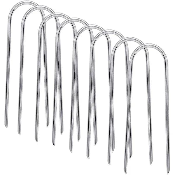 Set med 8 trampolinankare – kraftiga U-formade spetsiga markpinnar (galvaniserat stål) – Su.