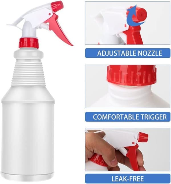 3-pack 600ML Återfyllningsbara Plastsprayflaskor med Spray- och Strållägen