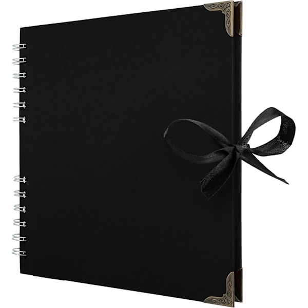 Firkantede Scrapbog Fotoalbum 60 Sider (21 x 21 cm) Sort Tykt 120gsm Kraftpapir Scrapbog Black