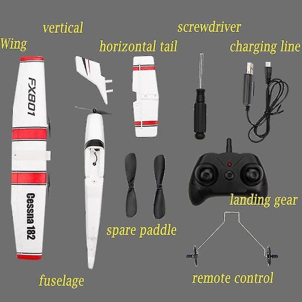 Fx-801 2.4g fjärrkontroll 2ch Rc flygplan Dr Glider utomhusleksak