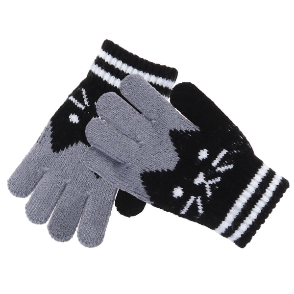 Kid Winter Knit Glove Lämmin jäljitelmä villakäsine tytöille (musta)