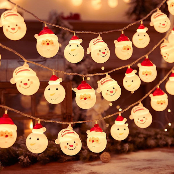 LED-ljusslinga med julmotiv - Tomte, Snögubbe, Rensa - Festlig Atmosfär - Batteri & USB - Julgransdekoration C 2M 10led USB