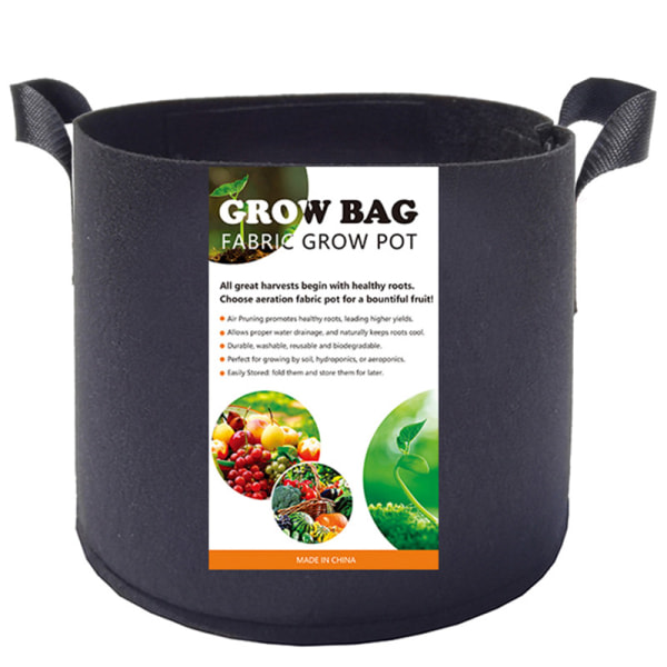 5X Blackline Non-Woven plantpåsar 20L - Ø 31cm Höjd 26cm - Svart