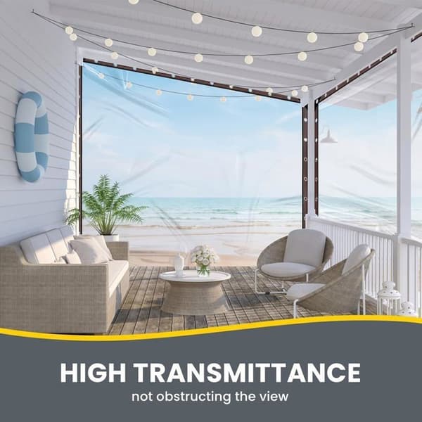 Transparent skyddspresenning - MICH - 2x4 m - Vattentät PVC - Med öljetter - Växthustak - 90% transparens
