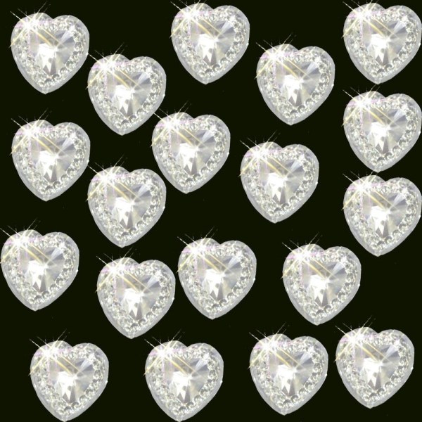 40 x selvklebende hjerteedelstener klare med farget senter Diamante Rhinestones Akrylkrystaller Fest på edelstener Pynt, håndverk, invitasjoner, klar