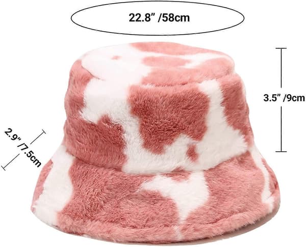 Vinterfårfällshinkhatt Fluffig Varm Hatt för Kvinnor Män Kotryck Rosa