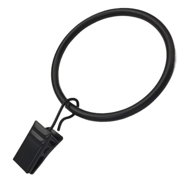 7 gardinringe med ramme - Sort - Ringens indvendige diameter 25 mm, bæreevne 1,3 kg, nem at bruge.