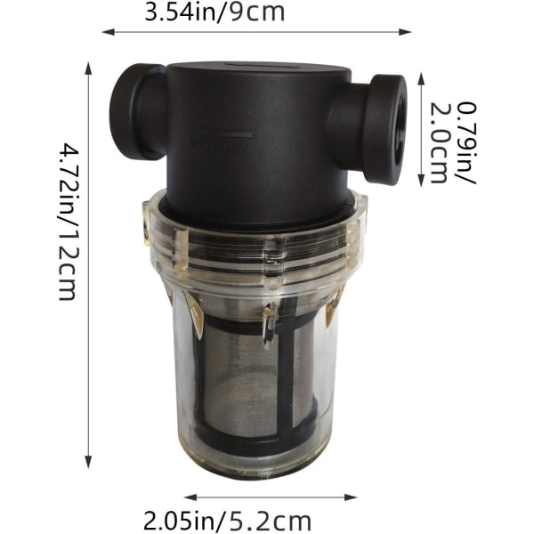 1/2\" NPT hunn-inline-sil med 100 mesh rustfritt stål filternett (1/2\" 100 mesh)