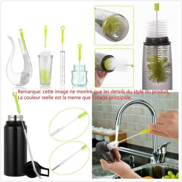 Brosse Flaskborste, Rengöringsborste, Lång Borste för Tvätt av Vattenflaskor, Karaff med Smal Hals - (1 Kit)