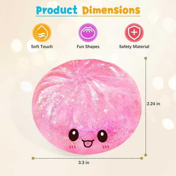 Sugar Glitter Dumpling Squishy Mystery Box, Viral Bao Bun Klämleksak, Stresslindrande Present (Rosa)