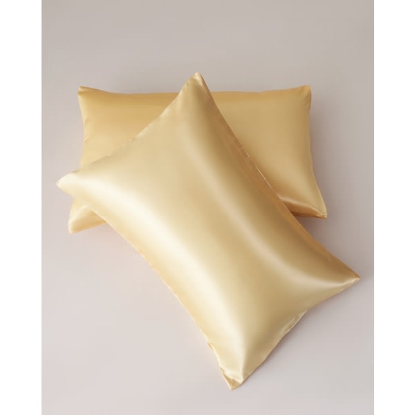 2 stk pudebetræk simulation silke ensfarvet pudebetræk kuvert pudebetræk Golden
