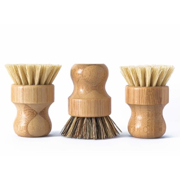 3-pack naturlig bambu diskborste för rengöring av disk