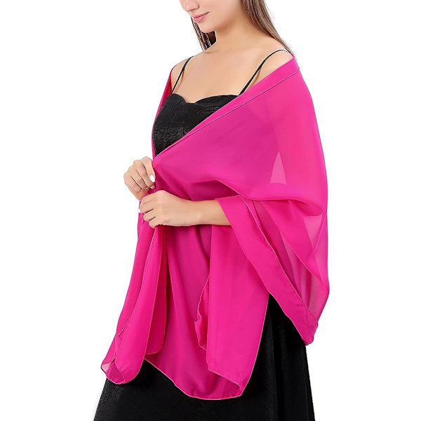 Gjennomsiktige myke chiffon-sjal og omslag for kvinner, lette bryllupskveldsfester Kjole Skjerf Brud, Rose Red(1)
