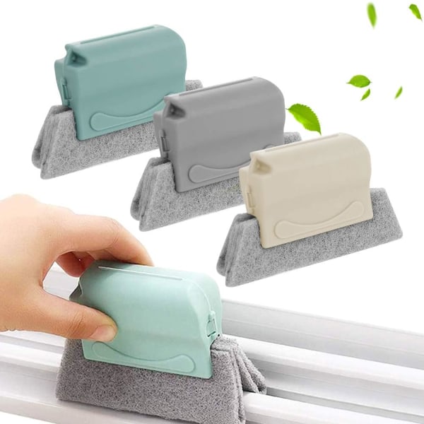 Rensebørste for vinduspor, 3-paks håndholdte verktøybørster for vinduspuss med skuresvamp for kjøkkenbad