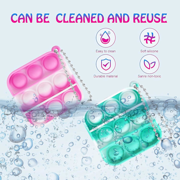 15 st Mini Pop Fidget Nyckelringar Party Favours, Silikon Squeeze Pop Bubble Fidget Bulk Sensory Toys, Pop Nyckelring Bubble Pop Toy Party Bag Fillers