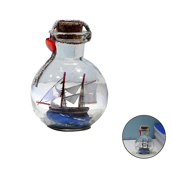 Ship In A Glass Bottle Dekor, Handgjord Piratsegelbåtspresent, Rumsdekoration, Inredning för hemmakontor, Nautical Battle Ship, Medelhavet Wishing Bottle Gif small