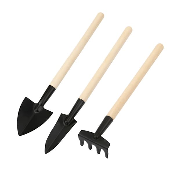 3-pakke mini hageredskapssett - multifunksjonell spade, rake og skuffe