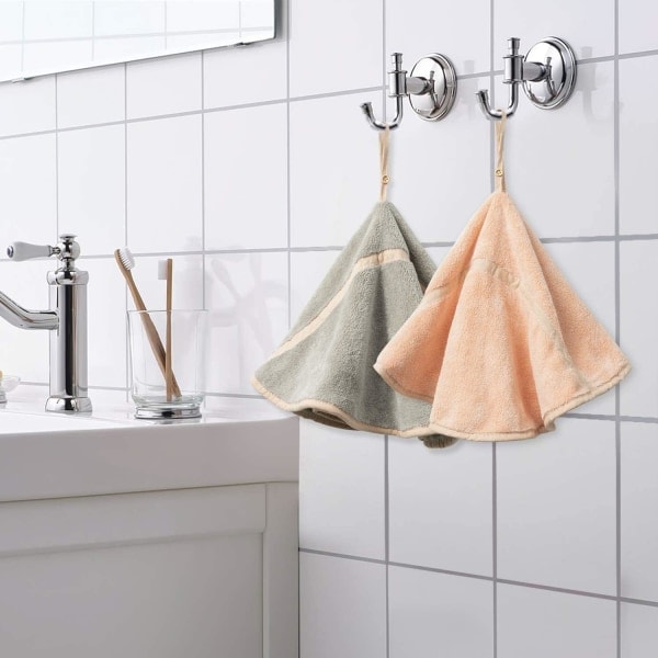 4 kappaletta ripustettavia pyyhkeitä ripustuslenkillä, imukykyiset koralli fleece kylpypyyhkeet, pehmeät paksut astiapyyhkeet, pyöreät pyyhkeet (4 väriä-C)