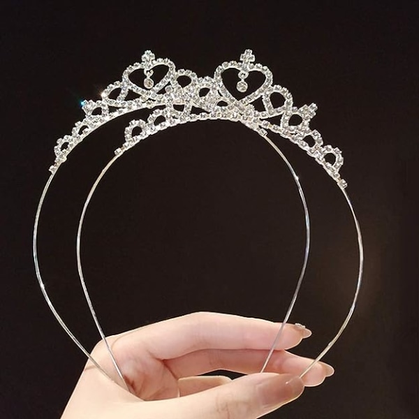 2 stk. Rhinestone Princess Krone Pandebånd Hårbøjler Hårbånd Piger Tiaras Fest Hovedbeklædning Bryllup Hår Tilbehør til Brud, Brudepige, Prinsesse