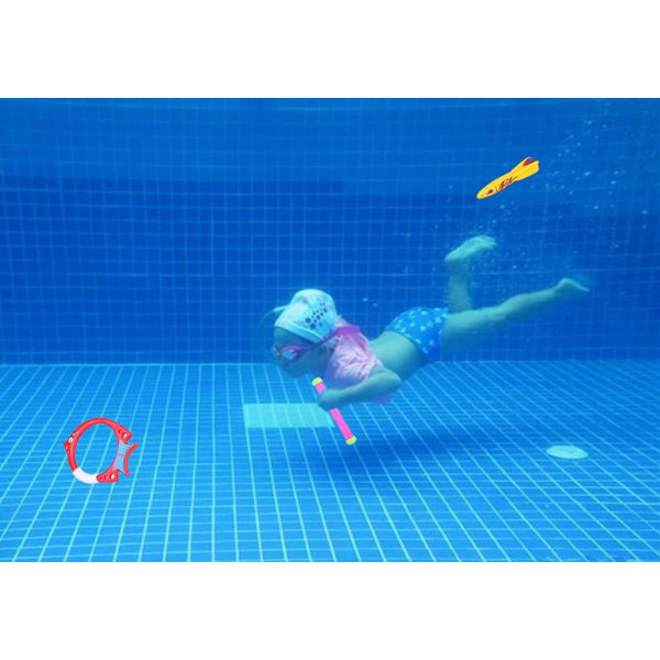 Dyksportleksak för Pool - Undervattenkastande Torpedohaj, 4-pack