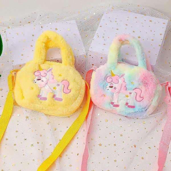Yksisarvisen Pehmoleukku Tyttöjen Olkalaukku Mini Käsilaukku Lapsen Avaimet Kolikkopussi Multicolor