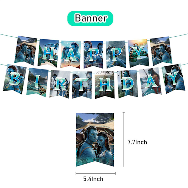Avatar 2-tema bursdagsfestdekorasjoner Avatar 2 Pull Tab Cake Insert Ballonger Spiralhengere Fest