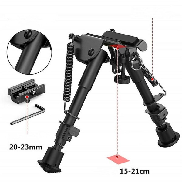 Justerbar 6-9" Sniper Jaktgevär Bipod Sling Shoot Mount Stand Rail Adapter