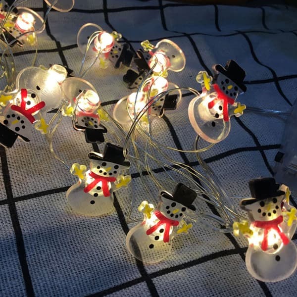 Juletre LED snømann lyslenke feriefestdekorasjon A