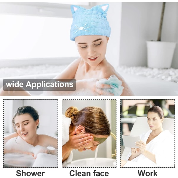 2 stk Tørrhårhatt Hårtørkende håndklær for kvinner Hurtigtørkende badehette Microfiber Tørrhårhette Hurtigtørkende hårinnpakning