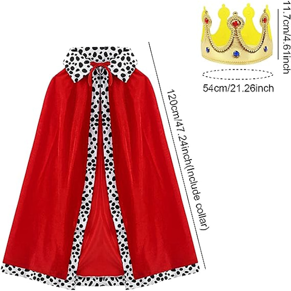 Vuxen Kung Drottning Kostym Set, Kung Robe Drottning Robe med Krona (Set med 2).