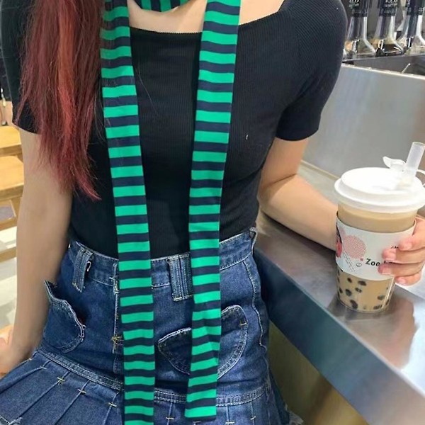 Dam Vår Sommar Randigt Mönster Scarfs Tunn Halsduk Y2k Stil Färgglad Tunn Stickad Nackskydd Lättvikt Red