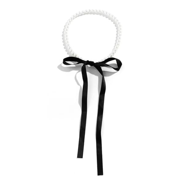 Elegant sort fløjlsbånd sløjfe choker halskæde til kvinder W