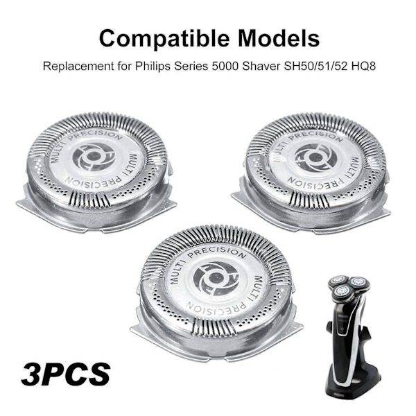 3 st Ersättningsblad för Elektriska Rakapparater, Huvud för Philips Serie 5000 Rakapparater SH50/51/52 HQ8