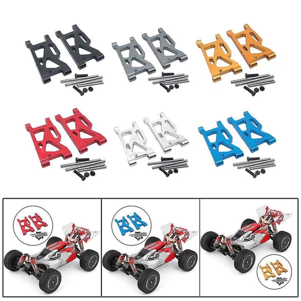RC Front Bærearm til WLtoys 144001 124018 1:12 Bilmodel Tilbehør rød silver 61.5x32x6.5mm