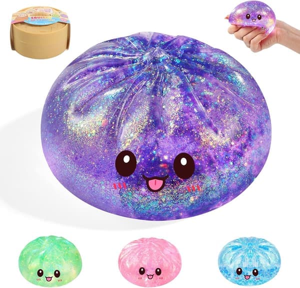 Sjelden Sukkerbolle Squishy, Glitter Bao Bun Klemmeleke, Stresslindrende Sensorisk Leke