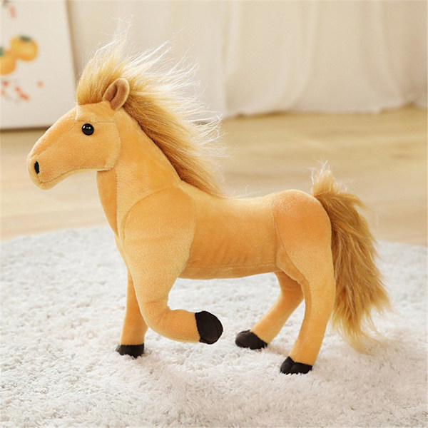 Simuleret Hest Dukke Plyslegetøj Hvid Hest Brun Hest Julegave Sofa Møbel Dekoration Coffee