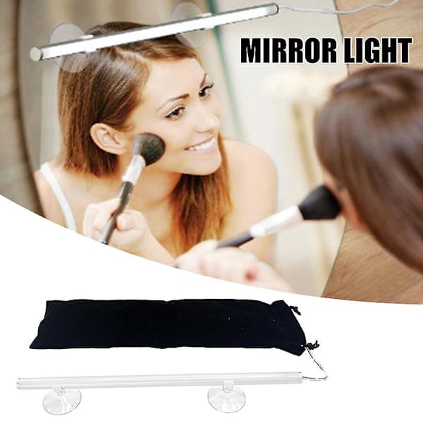 LED spejllys med 2 sugekopper 29,5 cm makeuplys uden boring 6500K USB makeupbord