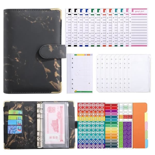 Notesbog - A6 - PU Læder - Pink - Genopfyldelig 6-rings ringbind